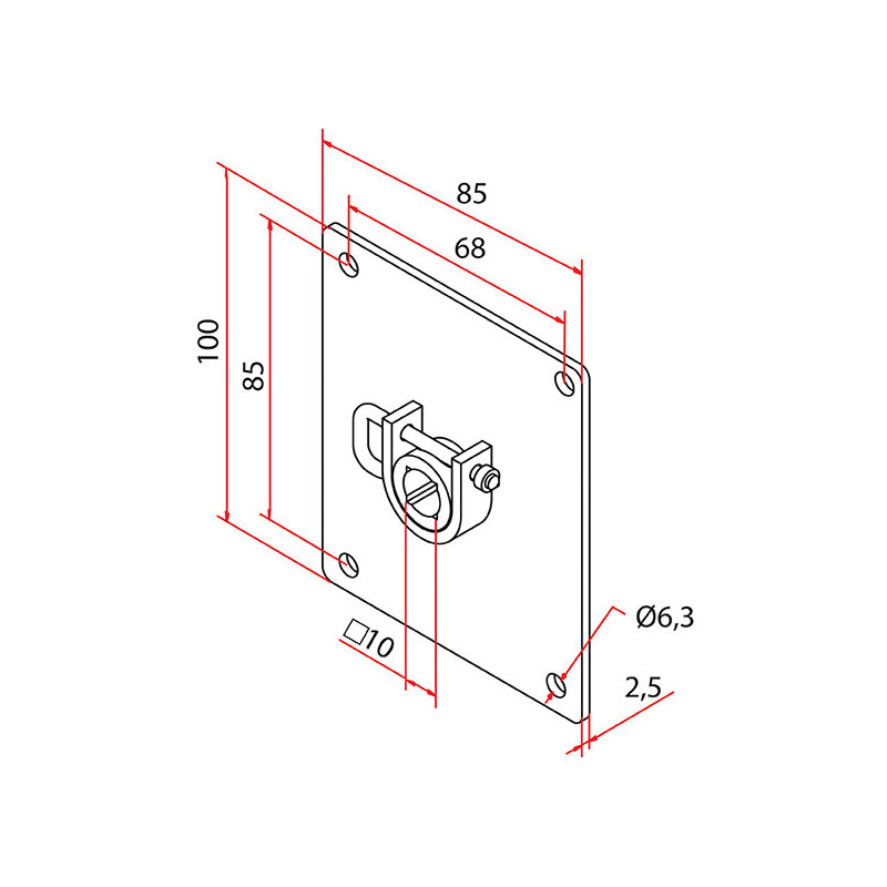 Support 100 x 85mm avec déverrouillage
