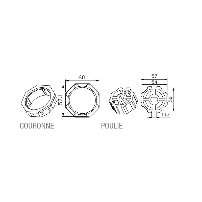 CAME 001YK5104 Adaptateur octogonal 59