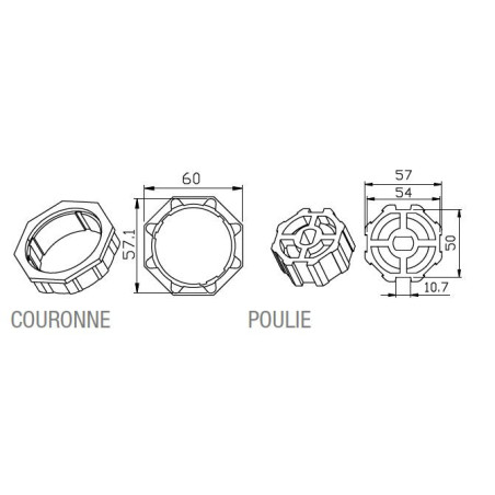 CAME 001YK5104 Adaptateur octogonal 59