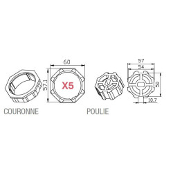 CAME 001YK5104 Adaptateur octogonal 59