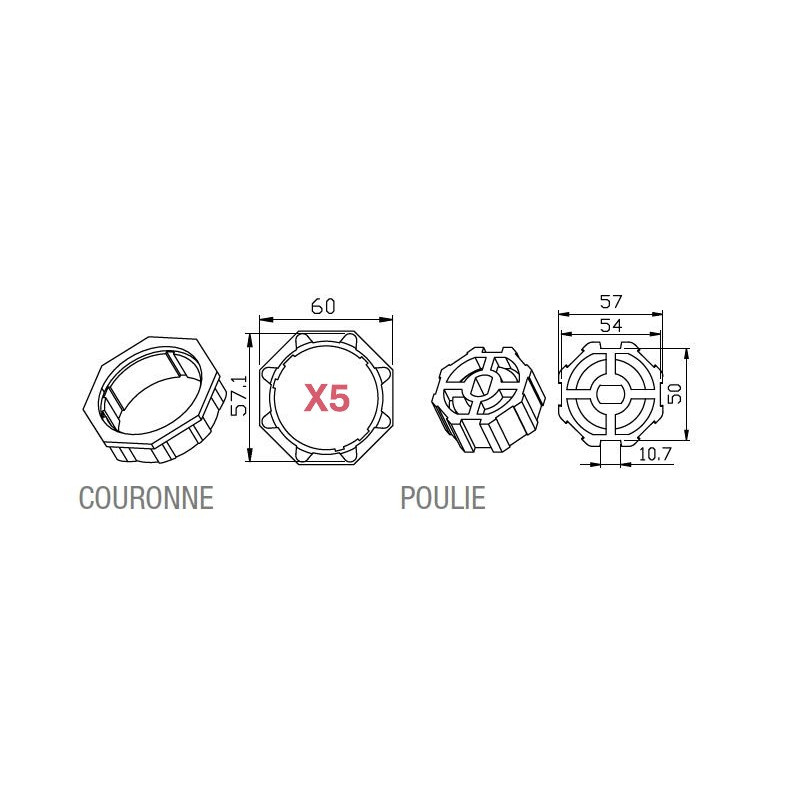 CAME 001YK5104 Adaptateur octogonal 59