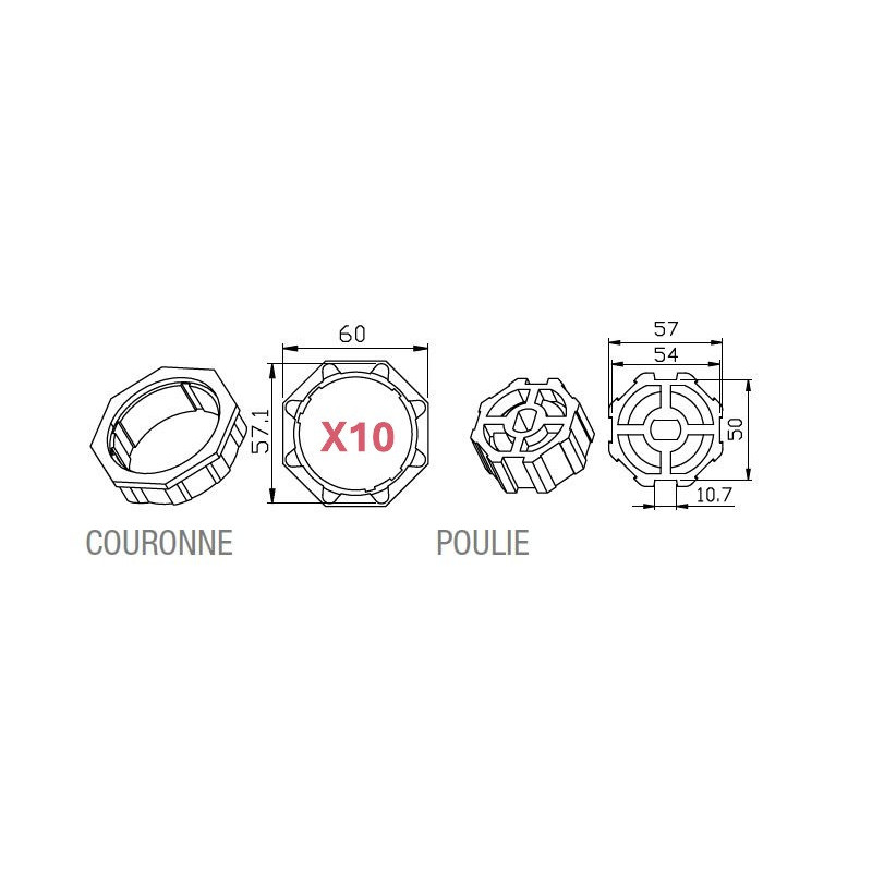 CAME 001YK5104 Adaptateur octogonal 59