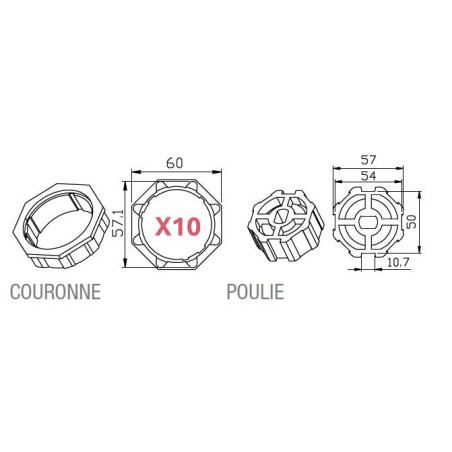 CAME 001YK5104 Adaptateur octogonal 59